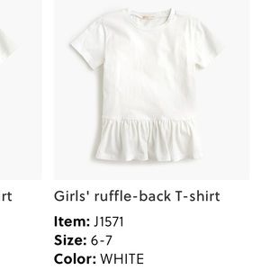 Girls J Crew Ruffle Back White Top